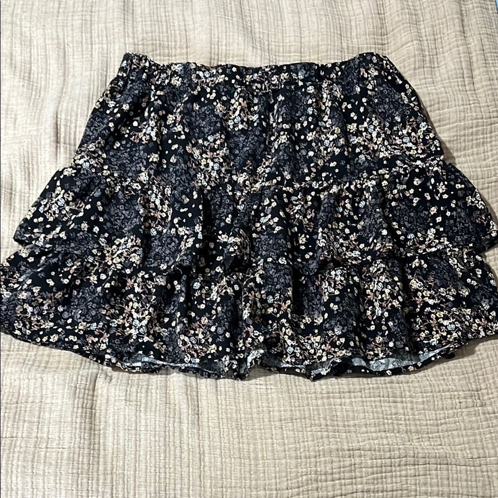 Maurices Black and Purple Bubble Mini Skirt Ruffled Tiered